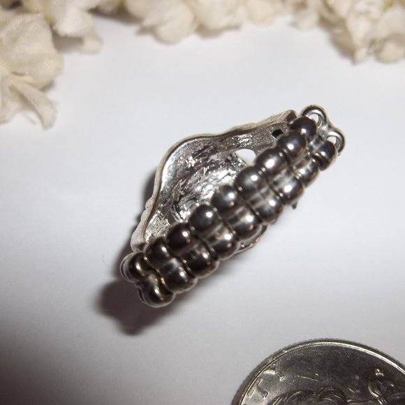 Blue and Silver Ring Boho Style Adjustable Size Stretch Band Woman Jewelry C185 - Picture 5 of 6